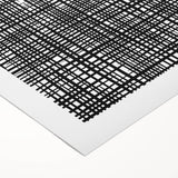 Geometric Abstract Canvas Artworks - Black Grid on White Texture