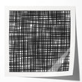 Geometric Abstract Canvas Artworks - Black Grid on White Texture