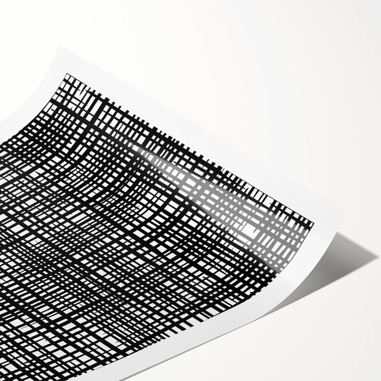 Geometric Abstract Canvas Artworks - Black Grid on White Texture