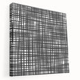 Geometric Abstract Canvas Artworks - Black Grid on White Texture