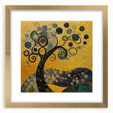 Golden Abstract Floral Wall Art – Modern Botanical Canvas Print