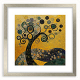 Golden Abstract Floral Wall Art – Modern Botanical Canvas Print