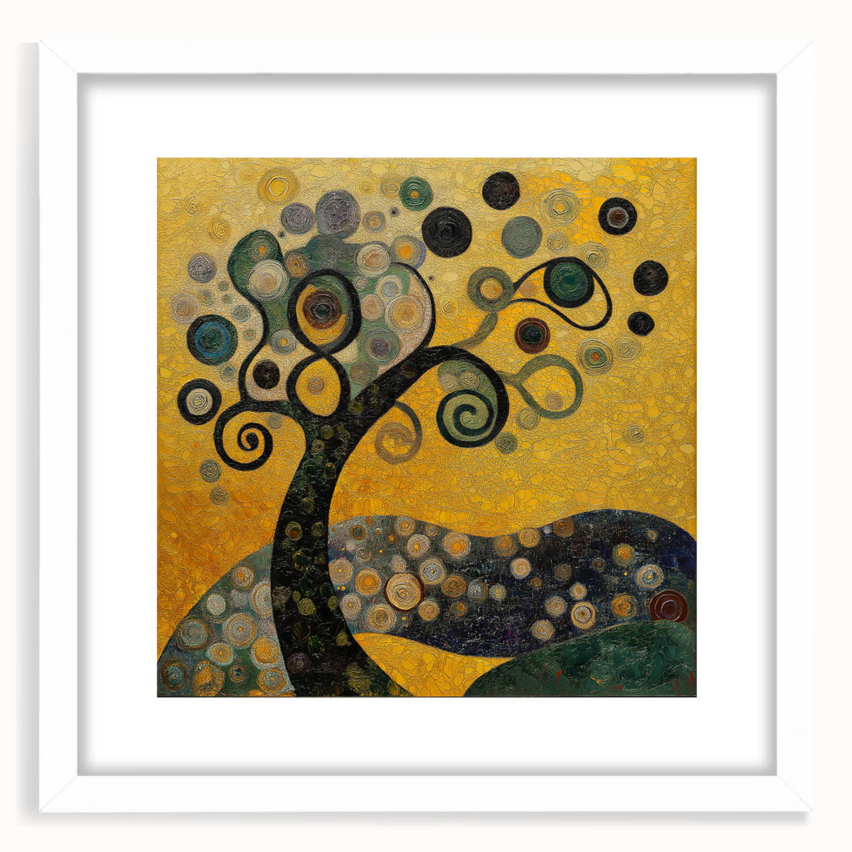 Golden Abstract Floral Wall Art – Modern Botanical Canvas Print