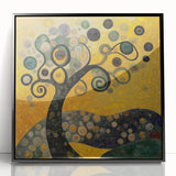 Golden Abstract Floral Wall Art – Modern Botanical Canvas Print