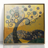 Golden Abstract Floral Wall Art – Modern Botanical Canvas Print