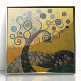 Golden Abstract Floral Wall Art – Modern Botanical Canvas Print