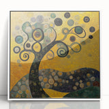 Golden Abstract Floral Wall Art – Modern Botanical Canvas Print