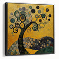 Golden Abstract Floral Wall Art – Modern Botanical Canvas Print