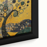 Golden Abstract Floral Wall Art – Modern Botanical Canvas Print