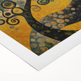 Golden Abstract Floral Wall Art – Modern Botanical Canvas Print