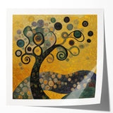 Golden Abstract Floral Wall Art – Modern Botanical Canvas Print