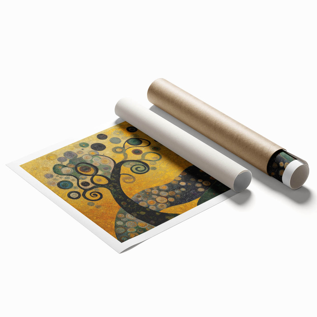 Golden Abstract Floral Wall Art – Modern Botanical Canvas Print