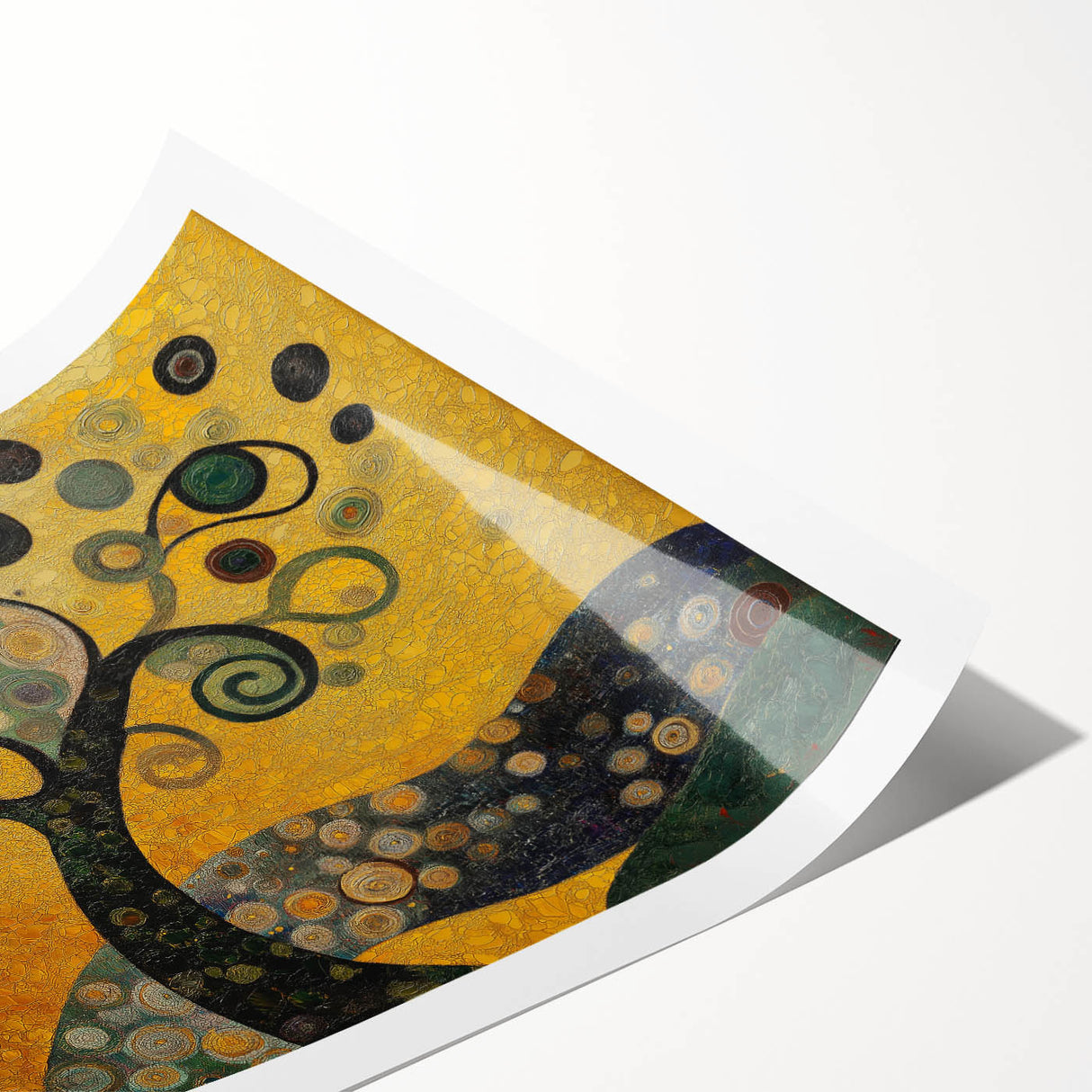 Golden Abstract Floral Wall Art – Modern Botanical Canvas Print