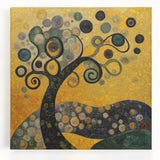 Golden Abstract Floral Wall Art – Modern Botanical Canvas Print