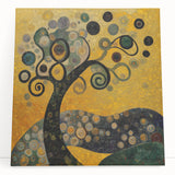 Golden Abstract Floral Wall Art – Modern Botanical Canvas Print