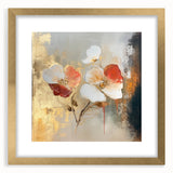 Elegant Abstract Floral Wall Art – Gold & Red Modern Canvas Print