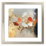 Elegant Abstract Floral Wall Art – Gold & Red Modern Canvas Print