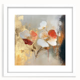 Elegant Abstract Floral Wall Art – Gold & Red Modern Canvas Print