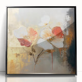 Elegant Abstract Floral Wall Art – Gold & Red Modern Canvas Print