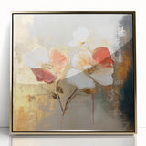 Elegant Abstract Floral Wall Art – Gold & Red Modern Canvas Print