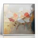 Elegant Abstract Floral Wall Art – Gold & Red Modern Canvas Print