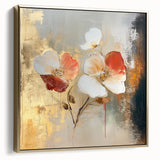 Elegant Abstract Floral Wall Art – Gold & Red Modern Canvas Print