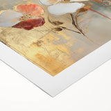 Elegant Abstract Floral Wall Art – Gold & Red Modern Canvas Print