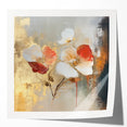 Elegant Abstract Floral Wall Art – Gold & Red Modern Canvas Print