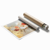 Elegant Abstract Floral Wall Art – Gold & Red Modern Canvas Print