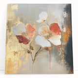Elegant Abstract Floral Wall Art – Gold & Red Modern Canvas Print