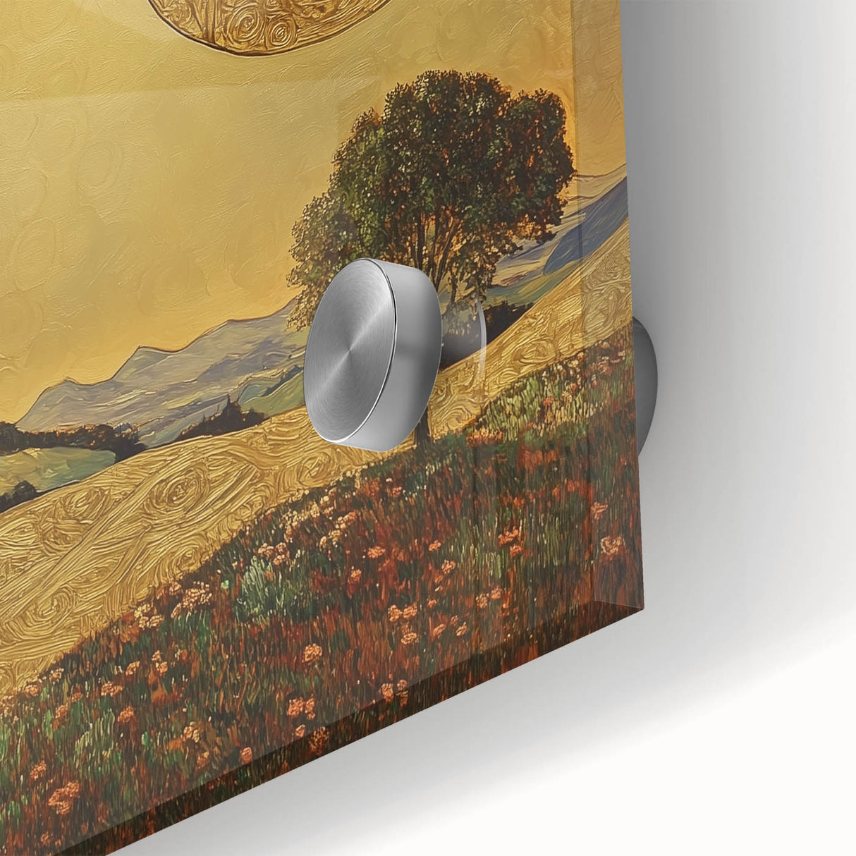 Golden Abstract Floral Wall Art – Celestial Landscape Canvas Print
