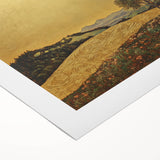 Golden Abstract Floral Wall Art – Celestial Landscape Canvas Print