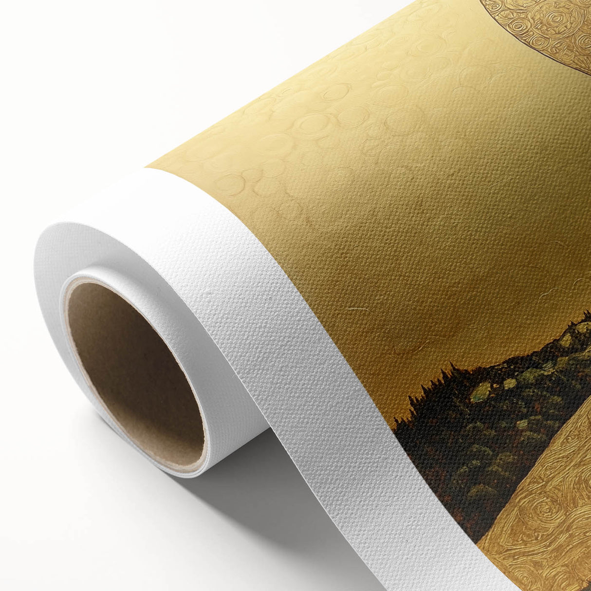 Golden Abstract Floral Wall Art – Celestial Landscape Canvas Print