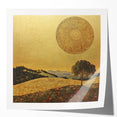 Golden Abstract Floral Wall Art – Celestial Landscape Canvas Print