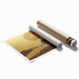 Golden Abstract Floral Wall Art – Celestial Landscape Canvas Print