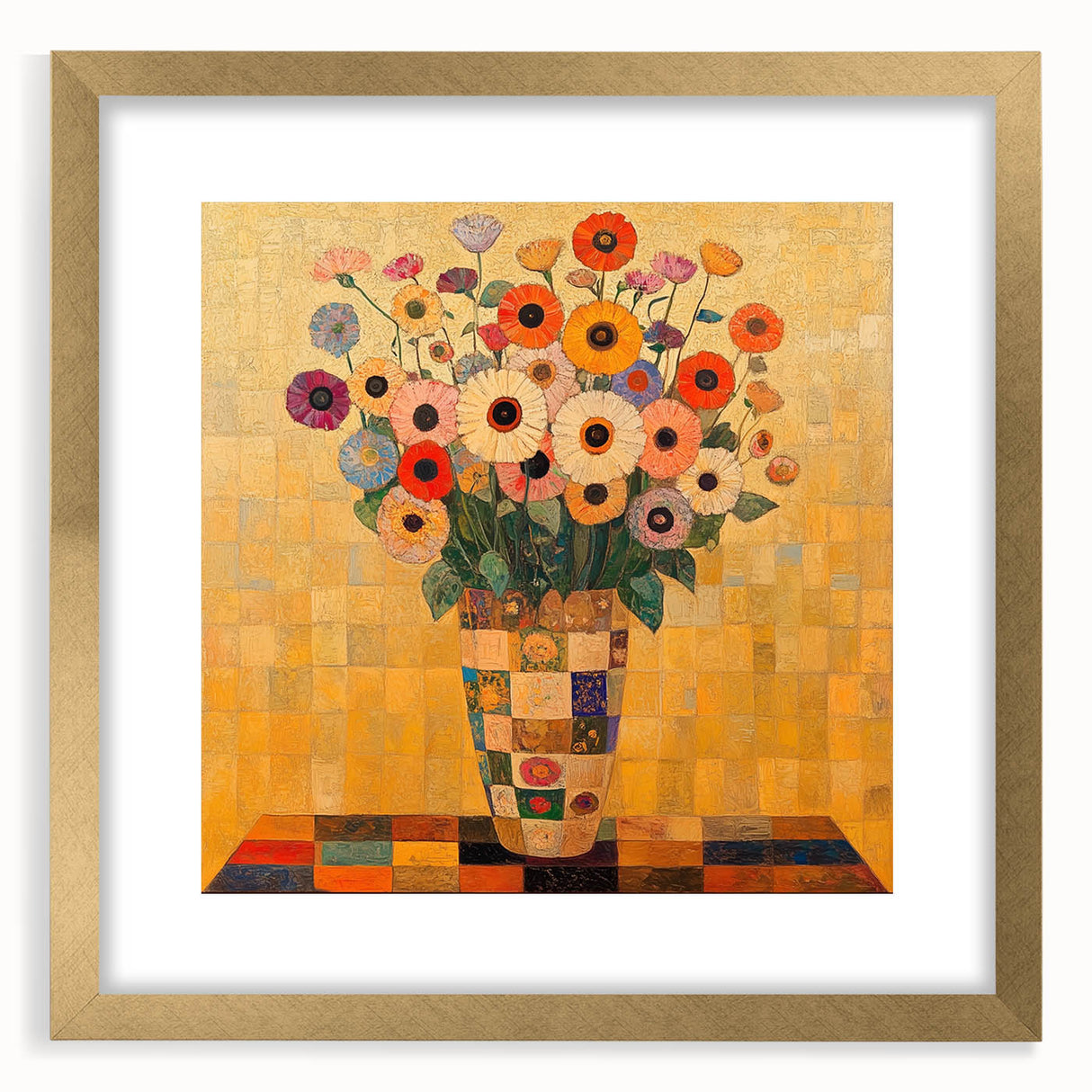 Bold Abstract Floral Wall Art – Colorful Geometric Canvas Print
