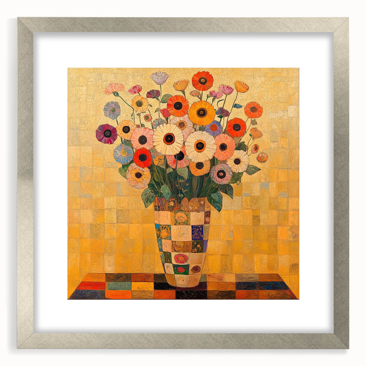 Bold Abstract Floral Wall Art – Colorful Geometric Canvas Print