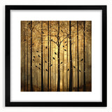 Golden Forest Abstract Wall Art – Mystical Nature Canvas Print