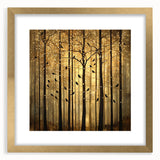 Golden Forest Abstract Wall Art – Mystical Nature Canvas Print