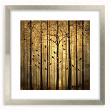 Golden Forest Abstract Wall Art – Mystical Nature Canvas Print
