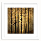 Golden Forest Abstract Wall Art – Mystical Nature Canvas Print