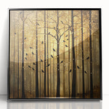 Golden Forest Abstract Wall Art – Mystical Nature Canvas Print