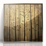 Golden Forest Abstract Wall Art – Mystical Nature Canvas Print