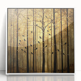 Golden Forest Abstract Wall Art – Mystical Nature Canvas Print