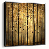 Golden Forest Abstract Wall Art – Mystical Nature Canvas Print