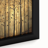 Golden Forest Abstract Wall Art – Mystical Nature Canvas Print