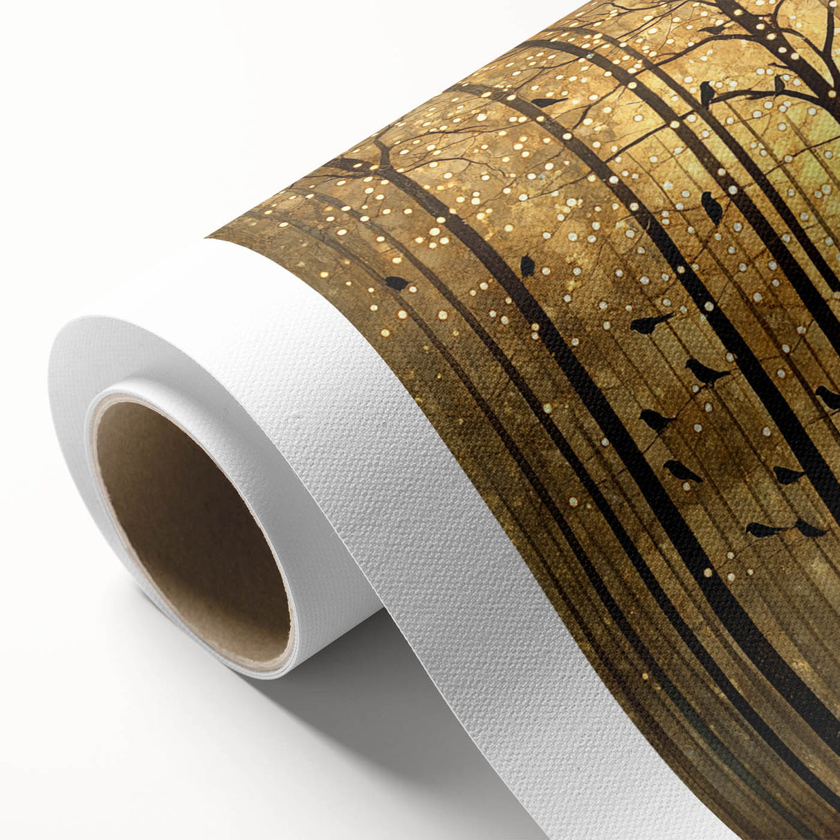 Golden Forest Abstract Wall Art – Mystical Nature Canvas Print