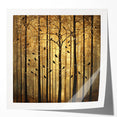 Golden Forest Abstract Wall Art – Mystical Nature Canvas Print