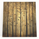 Golden Forest Abstract Wall Art – Mystical Nature Canvas Print