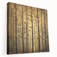 Golden Forest Abstract Wall Art – Mystical Nature Canvas Print